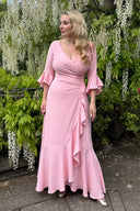 'Stevie' Summer Crepe Dress in Sugar Pink