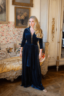 'Hampstead' Velvet Luxe Zip Jumpsuit in Navy