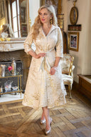 'Grace' Gold and Cream Brocade Dress