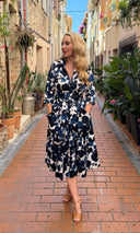 Katya in the Inkwell Roses Zip Pocket Dress