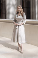 Grace Stretch Satin Dress in Mushroom 