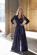 Wide Leg Jumpsuit Navy Sequin