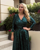 Katya in the green sequin jumpsuit