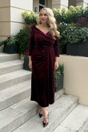Claridges wine velvet ballerina length dress by Katya Wildman