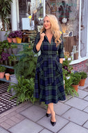 Zip Pocket Black Watch tartan dress by Katya Wildman, detail