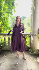 'Grace' Plum Stretch Satin Dress