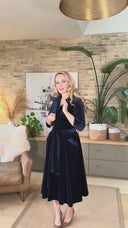 The 'Zip Pocket' Velvet Dress in Navy