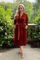 The 'Zip Pocket' Velvet Dress in Rust